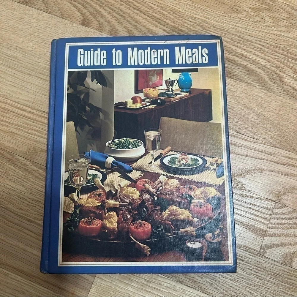 Vintage Guide to Modern Meals Hardcover Cook Book MCM Kitschy Blue